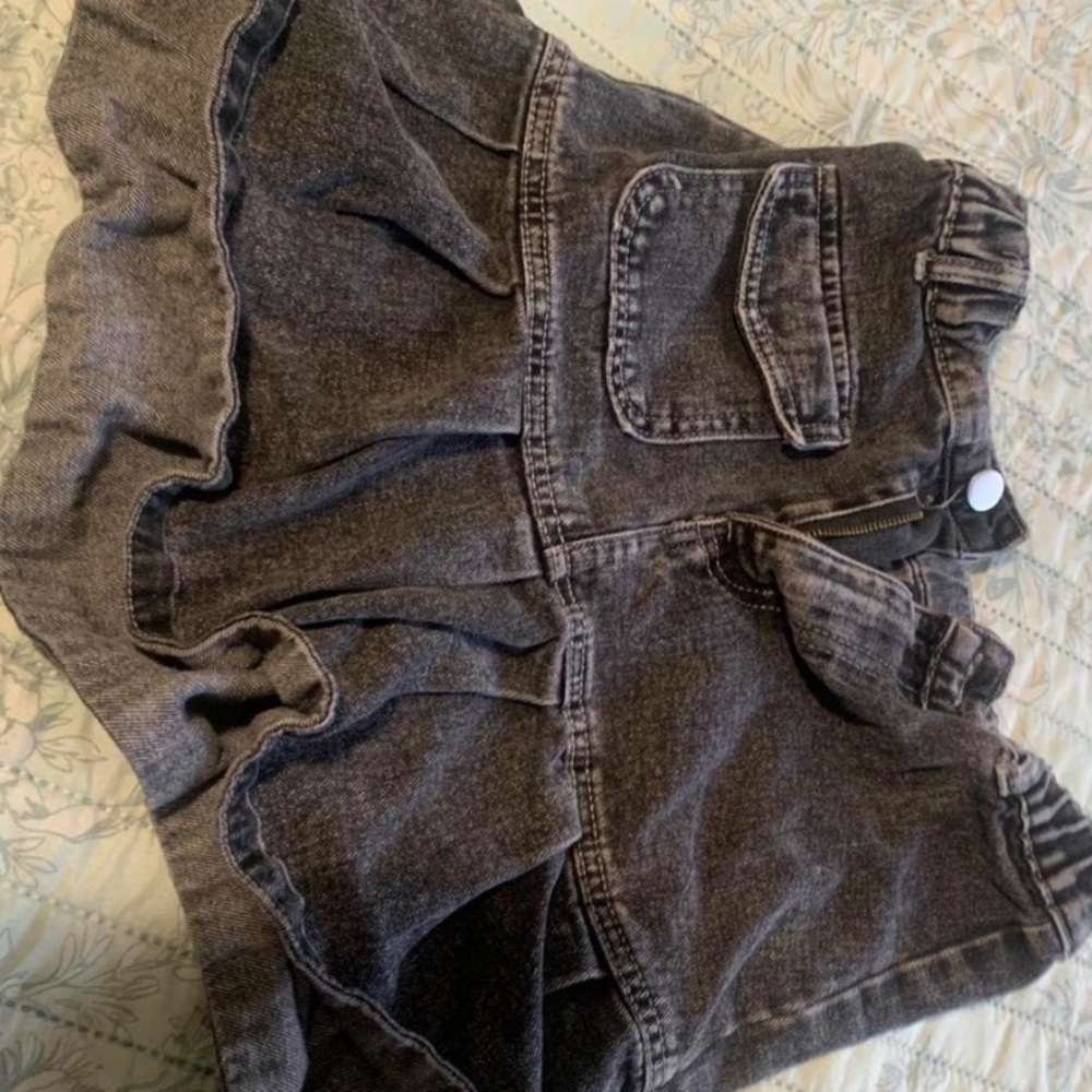 SHEIN Washed Black Denim Ruffle Skort